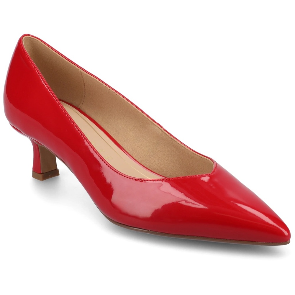 Vince Camuto Margie Flame Red Patent Pointed-Toe Low Heel Pump